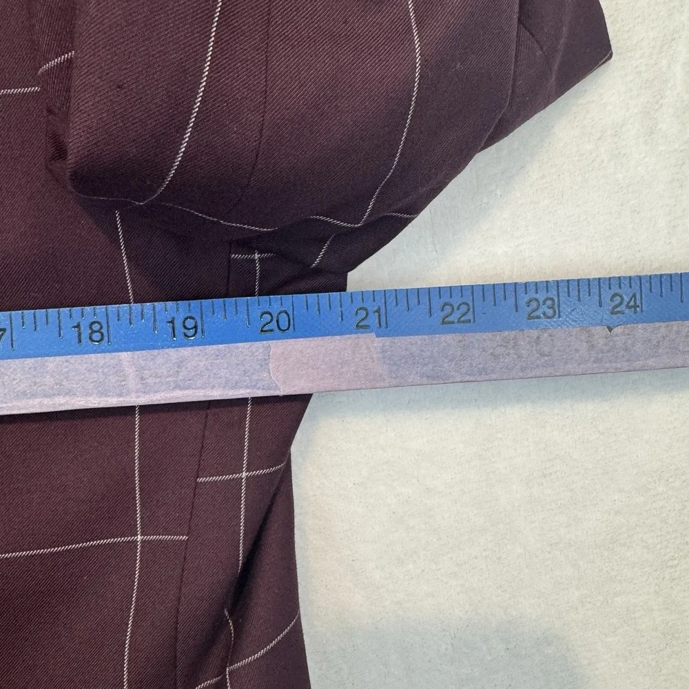 Designed‎ in Italy Mens Burgundy Windowpane Double Breasted Blazer Jacket 42R